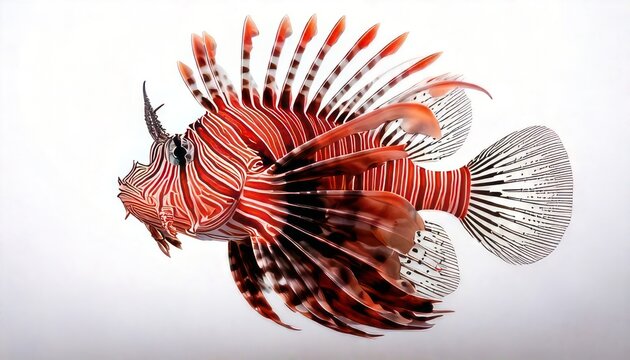 Striking Lionfish Portrait - A Vibrant Underwater Beauty with Venomous Spines.