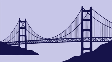 Fototapeta premium Minimalist Silhouette of the Golden Gate Bridge Against a Lavender Sky