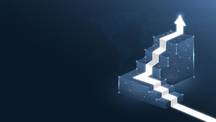 Conceptual image of a digital staircase symbolizing growth, progress, and success in the business world. © 88