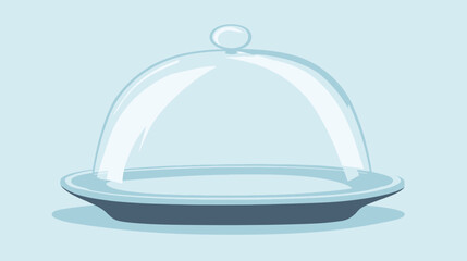 Fototapeta premium A cartoon image showcasing a glass cloche over a dish, with a light blue background