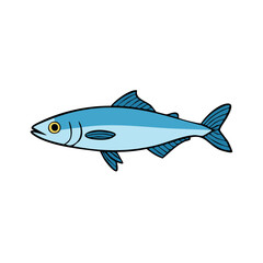 Fototapeta premium Illustration of a blue fish with yellow eye and fins swimming