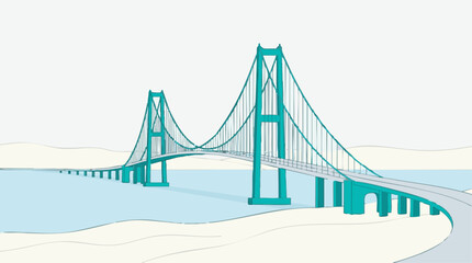Fototapeta premium Minimalist vector illustration of a suspension bridge over water