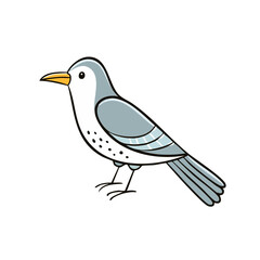 Obraz premium Cute cartoon bird illustration standing with yellow beak and spotted chest