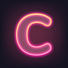 Naklejka premium Letter C pink neon illustration