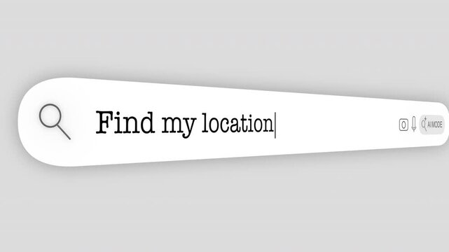 Search Bar Internet browser Animation with typing of the "find my location" word usefull for 4K video footage