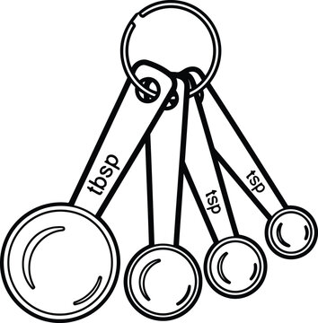Measuring spoons, tablespoon, teaspoon, kitchen utensils, cooking tools, vector icons