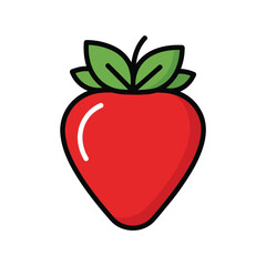 Fototapeta premium Minimalist flat vector illustration of a fresh red strawberry.