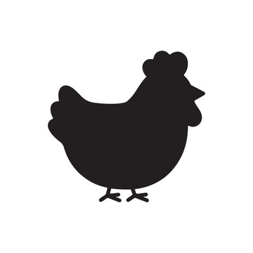 Cute hen silhouette icon vector flat design