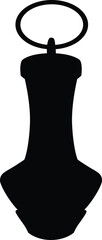 Naklejka premium Vintage magic lantern vector black silhouette, antique hanging holder round shape with handle, medieval kerosene lamp
