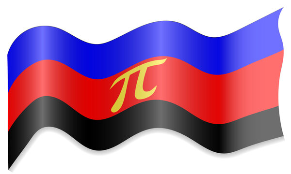 Polyamory flag waving, isolated on white background. Symbol of the polyamory community and LGBTQ pride