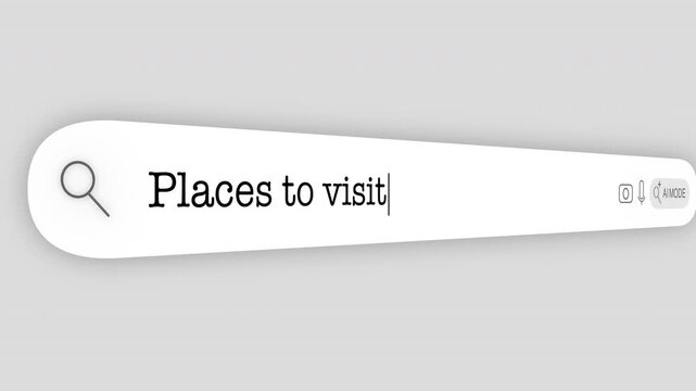 Search Bar Internet browser Animation with typing of the "places to visit" word usefull for 4K video footage