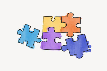 Fototapeta premium Colorful puzzle pieces illustration isolated on white