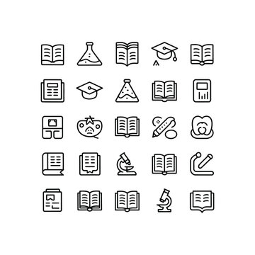 Education icons set for learning and academic purposes online