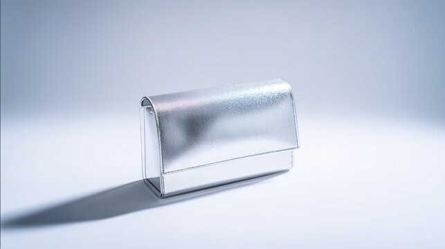 Glossy Silver Clutch Bag in Minimalist Design