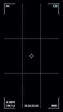 Vertical camera viewfinder overlay recording screen interface digital mobile