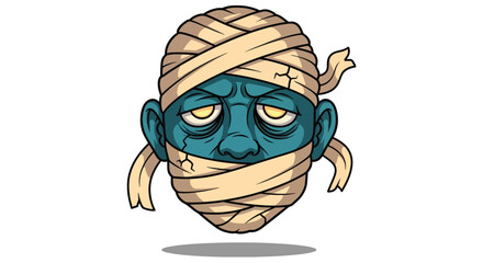Obraz premium Scary Mummy Head with Bandages and Blue Skin.