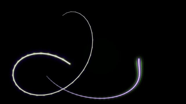 These lines move in curves, forming overlapping spirals and circles, creating a dynamic, minimalist and futuristic visual effect.