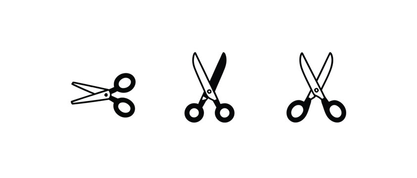 Scissors icon set for cutting and crafting applications