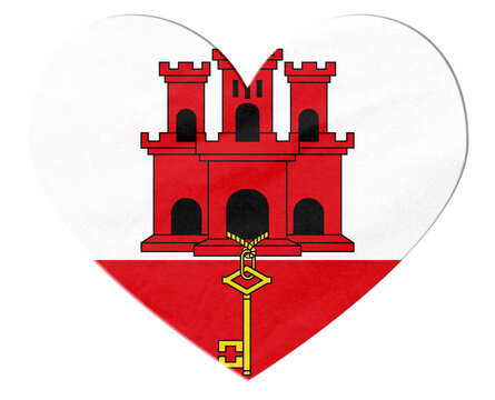 Gibraltar flag heart shape representing love for country
