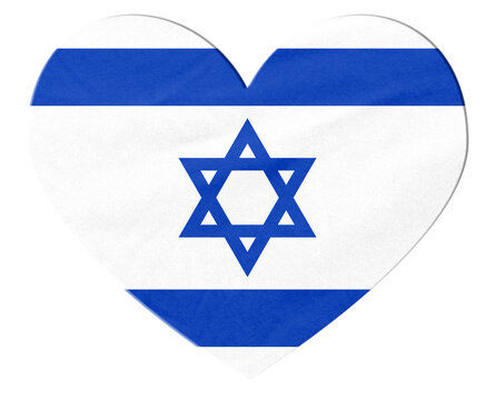 Israel national flag in heart shape expressing patriotism