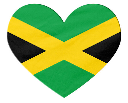 Jamaica flag in heart shape with transparency