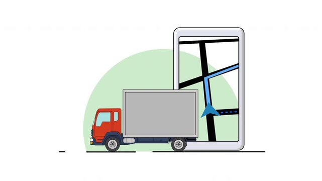 Delivery Truck with GPS Map Tracking on Mobile App