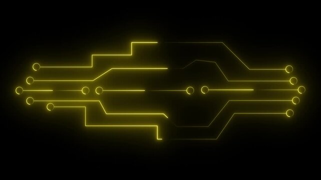 Abstract circuit board icon glowing neon lines. simple logotype icon concept. Close-up of computer processors technology concept black background.