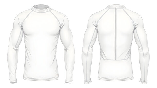 White Long Sleeve Compression Shirt Front and Back View