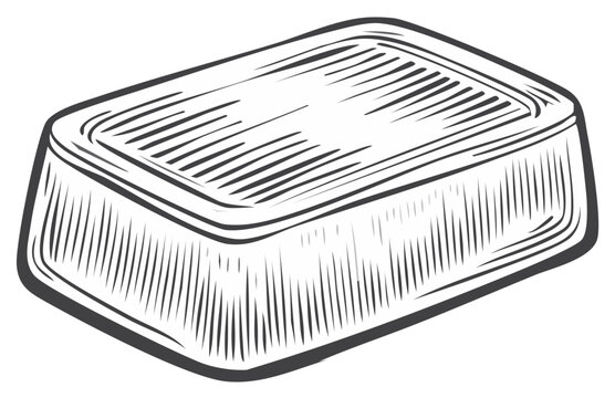 Hand-drawn illustration of a rectangular gold bar featuring intricate crosshatching