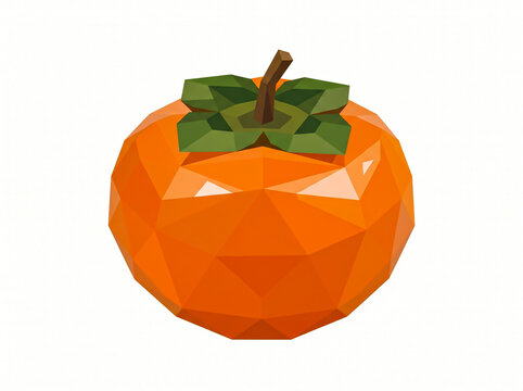 Ripe orange persimmon low poly geometric illustration
