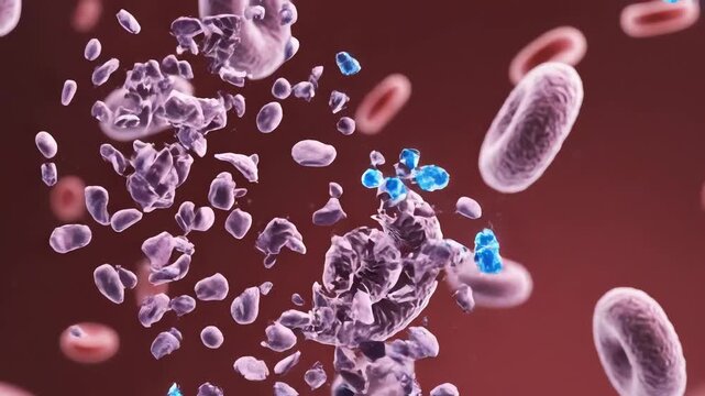 Antibiotic treatment acting on syphilis bacteria, medication molecules disrupting bacterial structure, gradual clearance of bacteria