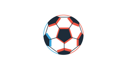 Fototapeta premium A soccer ball with black white and red panels.