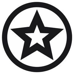 Fototapeta premium Bold Star Symbol Encased in a Circle Simple Icon of a Five Pointed Star inside Round Frame Modern Badge Design Black on White