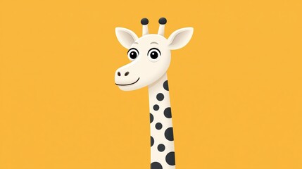 Obraz premium Adorable White Giraffe Illustration with Black Dots against a Vibrant Orange Background