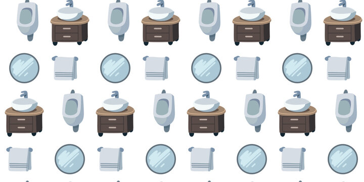 Seamless pattern vanity sink mirror urinal towel radiator design