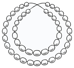 Obraz premium Hand-drawn illustration of three strands of pearl necklaces