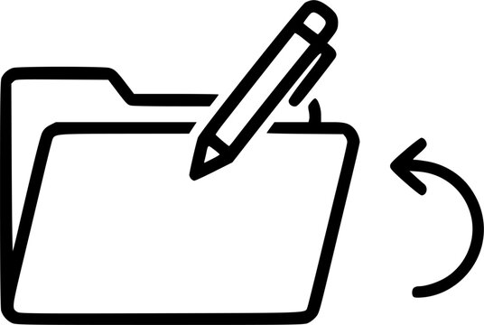 Digital file management and document editing symbol for interface name modification and software organization update featuring a simple black line art rename icon pictogram &ndash; Black Vector Illustration