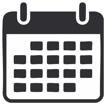 Simple Hand-Drawn Calendar Icon in Black, Schedule and Planning Concept