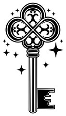 Fototapeta premium Elegant ornate key illustration with star accents