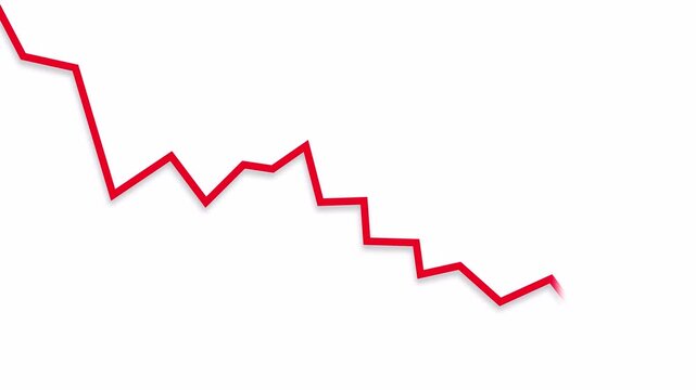 Falling Chart simple Red Down Arrow Business Graph Animation Market Crash Financial Loss Economic Recession 4K Video