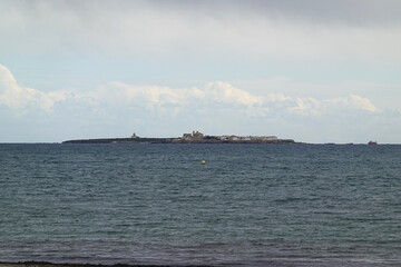 Fototapeta premium The view of Tabarca island from Santa Pola, Spain