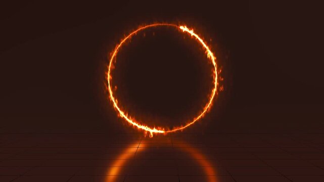 One Minute Fiery Countdown Number Inside Ring