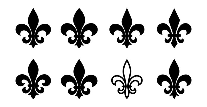 Fleur de lis symbols, black fleur de lis icons, vector fleur de lis, decorative fleur de lis