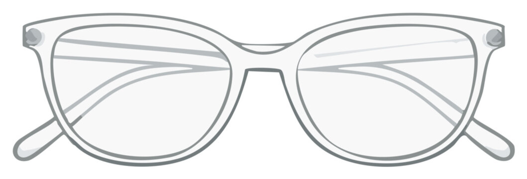Stylish clear frame eyeglasses with lenses, simple vector illustration for vision and fashion concepts