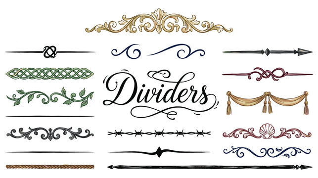 Elegant decorative dividers ornate borders and ornamental separators for design.