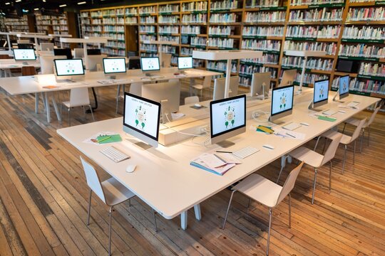Modern library with digital resources