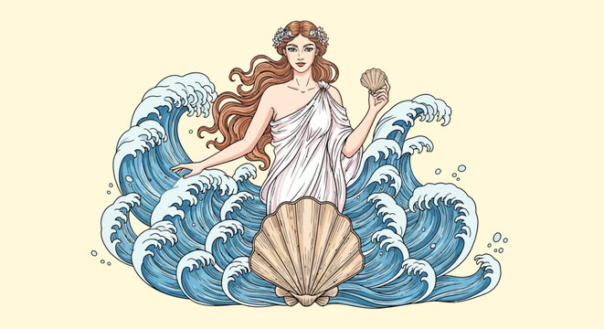 Illustration of a mythical sea goddess.