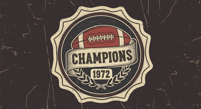 American football champions vintage badge.