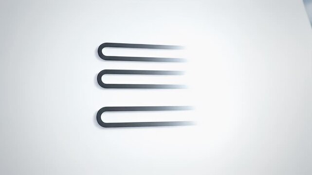 Minimalist emblem on a white surface featuring three horizontal bars with curved ends conveying sleek modernity and industrial design