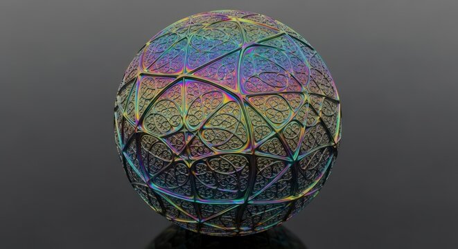 Iridescent geodesic sphere structure model.